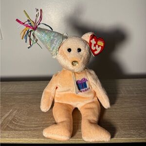 Ty October Bear with Party Hat